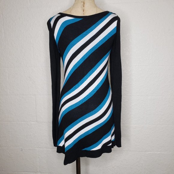 WHBM Black and Blue Asymmetric Hem Sweater Dress S - Picture 6 of 16
